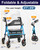 HOMLAND Foldable Rollator Walker for Seniors with Seat, 16" Extra-Wide Seat