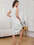 Liokoc Hospital Gowns for Women Tear Away Snap Open Back Post Shoulder Surgery Sleeveless Adaptive Clothing with Pockets White Flower