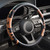 Cow Print Tooled Leather Steering Wheel Cover,14.5-15",Anti-Slip,Brown