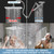 All Metal Dual Shower Heads Combo with Curved Extension Arm, 10" Rain Shower Head with Handheld Spray, Square Adjustable Rainfall Showerhead System, 71" Extra Long Shower Hose, Chrome