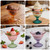 10 Oz Glass Ice Cream Bowls Set of 4, Colored Clear Dessert Bowl Footed