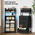REAHOME 41 Inch LED Nightstand with Charging Station, Black Wood Grain