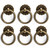 FIRSORCA 6Pcs Antique Bronze Ring Pulls Vintage Small Ring Pulls with Flower Deco Knobs Handles for Drawer Cabinet Closet Cupboard