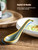 Gomakren Asian Soup Spoons Set of 6, 6.5in Ceramic Ramen Spoons, Blue-Green
