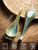 Gomakren Asian Soup Spoons Set of 6, 6.5in Ceramic Ramen Spoons, Blue-Green