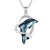 Dolphin Necklace for Women 925 Sterling Silver Blue Crystal Heart Dolphin Necklace Animal Beach Jewelry Gifts for Women