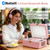 Retro CD Player with Bluetooth in/Out Portable CD Player with Built-in Rechargeable Battery,Auto Power Off,USB,AUX,Headphone Jack,Vintage Music Player Great Birthday Gifts for Women/Men-Pink