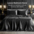 BEDELITE Satin Sheets California King Size Bed Set, Black, 4 Pieces