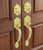 Moquin Brushed Gold Double Door Handle Set for Front Door, Gold Classic Double Front Door Lock Set with Dummy, Reversible Handle Lever for Entrance Exterior Doors, Satin Brass