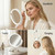 Fancii Travel Magnifying Mirror 10x /1x with Lights, Rechargeable | 9-Inch Extra Large LED Lighted Makeup Mirror, Folding Double Sided Portable Vanity Mirror, 3 Light Settings, Touch Sensor (Sadie)