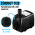 550GPH Submersible Pump 30W - Ultra Quiet Fountain Water Pump, 2000L/hr, 7.2ft High Lift, 3 Nozzles - Submersible Water Pump for Aquarium, Fish Tank, Pond, Hydroponics, Statuary (Compact 550GPH)