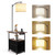 PESRAE Floor Lamp with Table & 2 Drawers, End Table with Lamp, Natural Wood