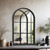 Dewfig Arched Window Wall Mirror, 30"x20" Windowpane Mirror, Black