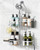 Adjustable Shower Caddy Hanging for Handheld Showerheads - Never Rust Shower Hanging Organizer, Upgraded Bathroom Shower Rack with Soap Basket, Hooks and Toothbrush Holder (Silver)