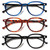 SIGVAN 3 Pack Reading Glasses Spring Hinge Stylish Readers Black/Tortoise for Men and Women (3 Pack Mix, 2.5, x)