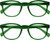 OPULIZE POP Reading Glasses for Women Men,Scratch Resistant Round Matt Frame with Spring Hinges, Green +2.00 (Pack of 2)