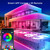 FBZ 100Ft Outdoor Waterproof LED Strip Lights,Music Sync RGB IP65 Led Lights with App Control and Remote,Color Changing Waterproof Led Rope Lights for Outdoor,Balcony,Roof,Garden,Stairs Party