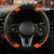 Binsheo Black Orange Microfiber Leather Steering Wheel Cover 15 inch
