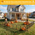 Decorative Garden Fence 17in x 10ft,10 Panels,Metal Halloween Fence Black