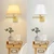 TRLIFE Dimmable Wall Sconce Plug in, Brushed Brass Wall Sconces Set of 2 Swing Arm Wall Lights with Plug in Cord and Dimmer On/Off Knob Switch, 11.8" Large White Fabric Shade(2 LED Bulbs Included)