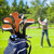 Andux 5pcs/Set Mesh Golf Wood Club Head Covers Long Neck Black/Orange