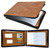 Antner Zippered 7 Ring Business Checkbook Binder Portfolio for 3-on-a-Page Business Checks, 600 Checks Capacity, PU Leather Check Book Binder Cover for 9x13 Sheets, Built-in Storage Organizer, Brown