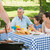 Kochorie 54 Inch x 300 Ft Blue Checkered Plastic Table Cloth Roll Disposable Waterproof Table Cover Plastic Table Cover Roll with Easy Slide Cutter for Outdoor Picnic/Home Dining/Spring Party