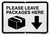 Please Leave Packages Here Sign – 10x7 inch Aluminum Sign, Black on White Delivery Sign with Arrow, Weatherproof Porch Sign