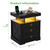 HNEBC Gun Nightstand with Charging Station&LED Lights for Bedroom,Black