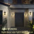 2 Pack Solar Lanterns Outdoor, Hanging Solar Lights for Outside Glass Metal with Wall Mount Bracket,Waterproof Auto Dusk to Dawn Garden Lantern for Fence Porch Decor- Warm White