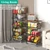 CHLORYARD Fruit Basket with Wooden Lid for Kitchen, 4-Tier Stackable Wire Fruit Vegetable Storage Basket Organizer Stand on Wheel, Produce Basket Potato Onion Storage Bins Rack Cart for Pantry