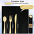 400 PCS Pre Rolled Cutlery Sets, Premium Gold Plastic Flatware Set Wrapped in Black Napkin, Disposable Cutlery Set with 100 Forks, 100 Knives, 100 Spoons, 100 Napkins for Wedding, Party, Dinner