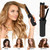Vizbrite Cordless Curling Iron Brush, Mini Travel Hot Straightener Comb Curl Brush, Rechargeable 4 Temps Cordless Wand Blush with 200 Million Negative Ions for Curls Straightening Styling (Black)