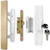 Patio Sliding Patio Door Handle Set with Mortise Lock, Key Cylinder and Keeper, Wood Handle Lock Set Fits Door Thickness from 1-1/2" to 1-3/4", 3-15/16" Screw Hole Spacing, Keyed, White (White)