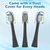 6 Pack Replacement Replacement Brush Heads for Waterpik Sonic Fusion Flossing Toothbrush Compatible with Sonic Fusion SF01/SF02 and Sonic Fusion 2.0 SF03/SF04- White&Black with Caps