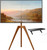 PUTORSEN Solid Wood Easel TV Stand for 45-65'' TVs, Hidden Cable, Walnut