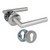 Amig - Door Handle Set on Rose - 136 x Ø19 mm - Elegant and Simple Design - Ideal for Your Home or Office - Stainless Steel - Matte Silver - Includes Euro Cylinder Keyhole Cover
