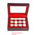 JunningGor 12 Holes Championship Big Heavy Ring Display Case Wooden Jewelry Box Red Velvet Inside (Red)