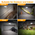 UME Battery Powered Motion Sensor Outdoor Lights 302 LED 1800LM, IP65 Waterproof Battery Operated Flood Lights Outdoor, 3 Heads Security Motion Light with 3 Modes for Garden Patio Yard, 2 Pack (Black)