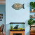 Cunno Silent Beach Wall Clock Wooden Non-Ticking Coastal Sea Fish Clock