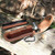 Bushcraft Gear Hand Auger Wood Drill，Made of Quality Hardened Oxidized Steel Materials Manual Hole Maker Multitool with Leather Case Camping Brown