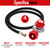 GASONE Propane Regulator - Brass Orifice 4 ft High Pressure 0-20 PSI Adjustable With Hose QCC-1 Type - Works With Any U.S. Tanks Red