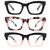 bullabulling 3 pack style Spring hinge Readers Blue Light Blocking Computer Square Reading Glasses for Women Men (black/tortoise/blackpink, 0.0)