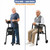 Folding Walker with Armrest Pad - Upright Walker for Seniors, Standing Mobility Aid for Indoor & Outdoor, 300lb Weight Capacity, Height Adjustable (Black+Rest Bench)
