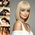 Amaattee Blonde Bob Wig with Bangs 12 Inch Short Straight Blonde Bob Bangs Wig Heat Resistant Synthetic Bob Wigs for Women