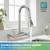 HURRAN Wall Mount Kitchen Faucet with Pull Down Sprayer, Brushed Nickel