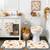 Lindameler 4pcs Fall Thanksgiving Shower Curtain Set Autumn Harvest Pumpkins Turkey Shower Curtain with Non-Slip Washable Bath Rugs, Toilet Lid Cover for Thanksgiving Bathroom Decor Accessory