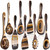 Teenyyou 9 Pcs Brown Pakkawood Wood Kitchen Utensils Cooking Set
