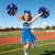 Colorful House 5-Piece Cheerleading Outfit for Kids - Complete with Top, Skirt, Pom Poms(8-9Y,Blue)