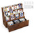 Emfogo Trading Card Display, 3-Tier Card Display Case with Custom Drawer, Wood Graded Card Display with Supporters and Dividers, Sports Card Display Case for Collection (Walnut)